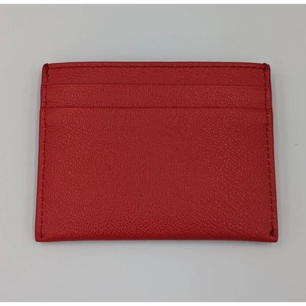 Burberry Sandon Embossed Logo Smooth Leather Card Case Wallet Red - Picture 3 of 9